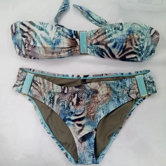 Paula Hermanny by Vixx bikini Snake Print Aqua Jewelled - Picture 1 of 9
